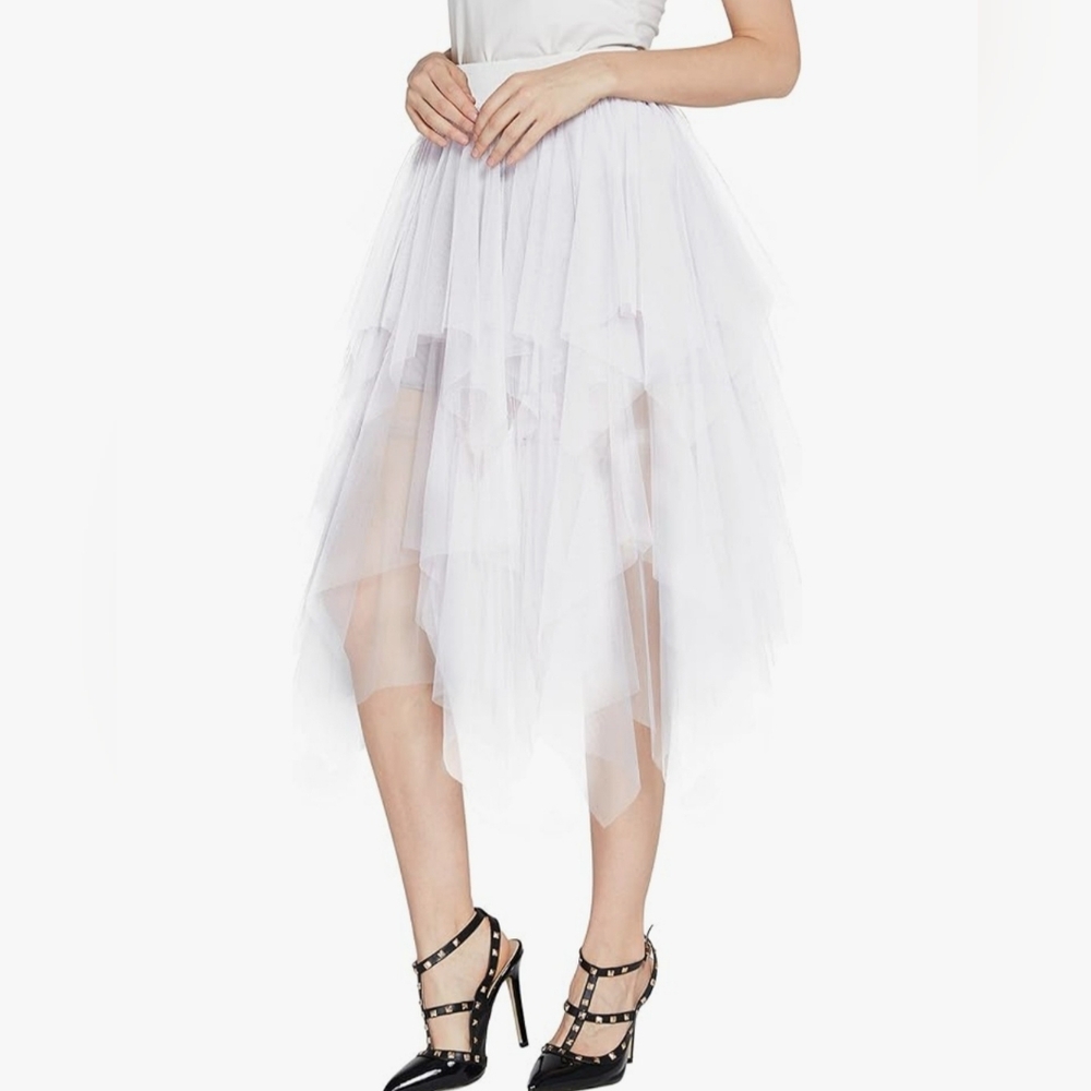 Urban CoCo A-Line Mesh Tutu Skirt Fluffy Layered Tulle Midi Elastic Waist M NEW